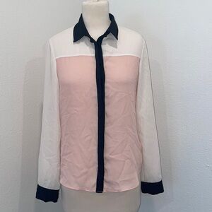 ATMOSPHERE pink black and white collared button down top in women’s US 8